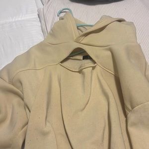 Tan Keyhole Cropped Hoodie